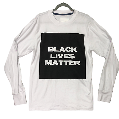 #ad Youth Machine Mens Sz Medium Black Lives Matter White Long Sleeve Shirt BLM Logo $22.91