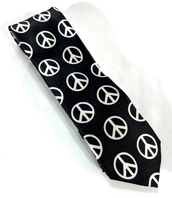 #ad Claires Womens Tie Necktie Skinny Multicolor 60 Long 2.5 Wide Peace Signs $9.99