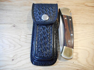 #ad Custom 5 inch Black basket weave leather knife sheath Holds a Buck 110. $11.00