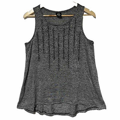 #ad Bobeau Womens Shirt Top XL Sleeveless Loose Tank Black Gray Summer Tank Top $9.99