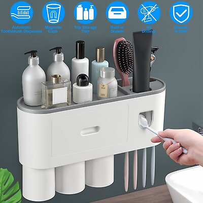 #ad Automatic Toothbrush Holder Wall Mount Toothpaste Dispenser Shampo Cosmetic Rack $21.33