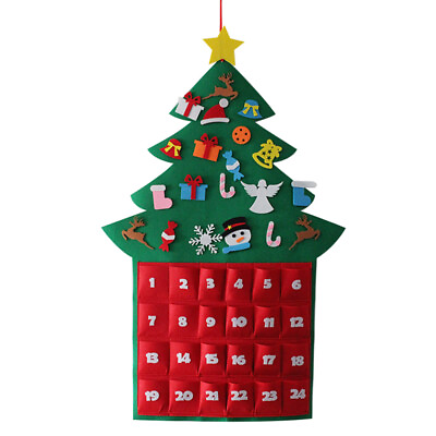 #ad Felt Christmas Advent Calendar Hanging Countdown Calendar Festival DIY Decor $23.79