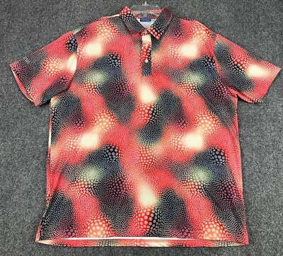 #ad HRESKI Mens Golf Polo Shirt Sz XL Abstract Space Bubbles All Over The Place $29.99