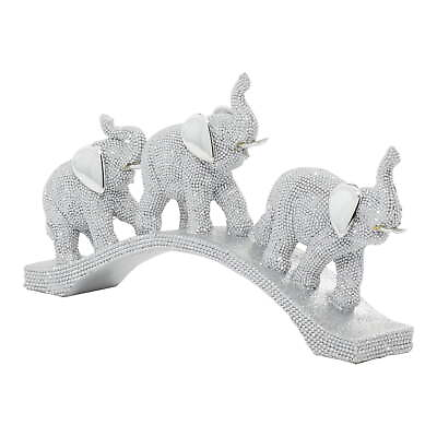 #ad 2quot; x 7quot; Silver Polystone Elephant Sculpture by $30.83
