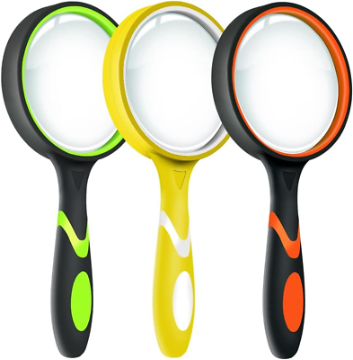 #ad Leffis 3 Pack Magnifying Glass 10X Non Slip 3 Pack green Yellow Orange $14.66