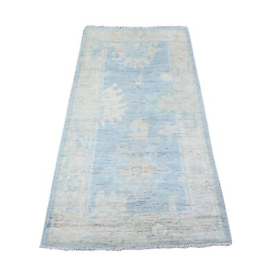 #ad 2#x27;10quot;x5#x27;9quot; Blue Angora Oushak Soft Wool Hand Knotted Runner Oriental Rug R88451 $374.40