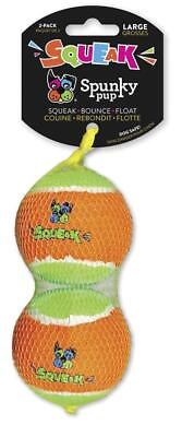 #ad Spunky Pup 2 Pack Squeaky Large Tennis Ball Dog Toy SQUEAK BOUNCE FLOAT $18.81