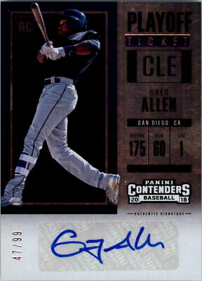 #ad 2018 Panini Contenders Playoff Ticket Autographs #10 Greg Allen Auto 99 NM MT $15.00