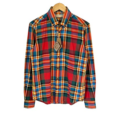 #ad Viyella 80 20 MacGill Herringbone Tartan Slim Fit Shirt Button Down Collar M $39.99