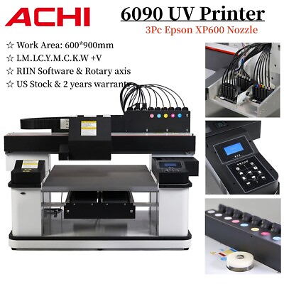 #ad 6090 UV Printer EPSON 3PC XP600 TX800 Automatic Flatbed Printing Rotary CYMKV $6299.00