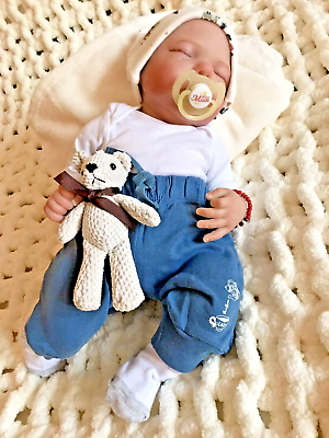 #ad Realistic Reborn Baby Doll Boy 19 Inch Weighted Heavy Soft Lifelike Hand Painted $115.22