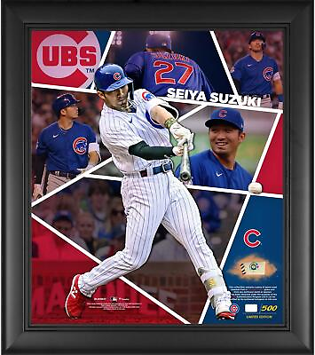 #ad Sieya Suzucki Chicago Cubs FRMD 15x17 Impact Collage w Piece GU Ball LE 500 $79.99