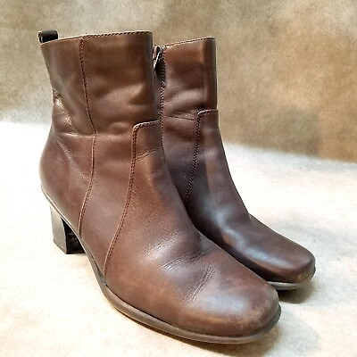 #ad Croft amp; Barrow Womens Alayna Size 7 Brown Leather Block Heeled Ankle Boot Boot $19.99