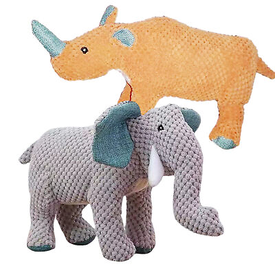 #ad Pet Dog Puppy Squeaky Chew Toy Soft Stuffed Animal Dog Chew Toy elephant rhino $13.91