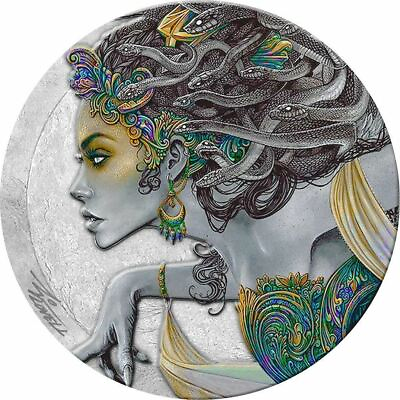 #ad Niue 2022 Medusa Antique Finish $2 silver coin 50 gram Mintage of 250 $365.00