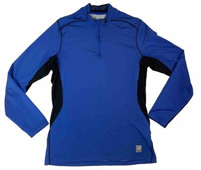 #ad Nike Pro Hyper warm Combat Shirt Mens Large L Blue Dri Fit Long Sleeve Fitted $24.99
