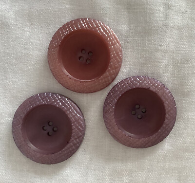 #ad Lot Of 3 Large ￼Purple Plastic Coat Buttons $7.00
