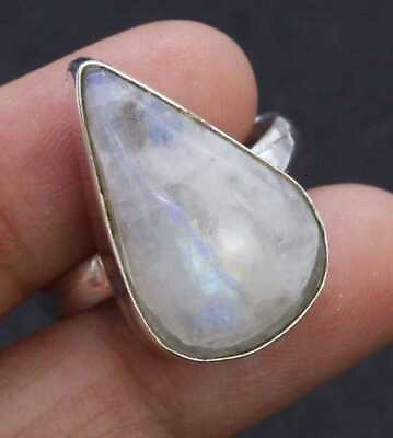 #ad Dazzling Rainbow Moonstone 925 Silver Plated Handmade Ring of US Size 8.5 Ethnic $2.99