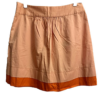 #ad J. Crew Preppy A Line Cotton Mini Skirt Women’s Size 6 Peach Orange Pockets PGC $9.00