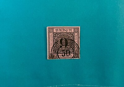 #ad Antique Stamp 1851 Germany Baden SC# 4 Used On Piece Hi CV $19.99