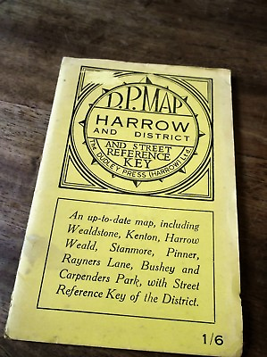 #ad VINTAGE BOOKLET DUDLEY PRESS FOLD MAP amp; STREET KEY REFERENCE HARROW amp; DISTRICT GBP 15.00