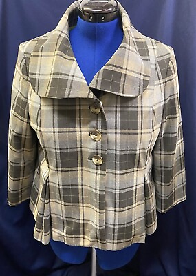 #ad ISAAC MIZRAHI For Target BROWN PLAID SWING Jacket. Womens Size 16 $27.00