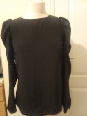 #ad Dorothy Perkins Womens Black Scrunch long Sleeve top size 8 GBP 11.00