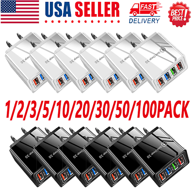 #ad US 4 Port Fast Quick Charge QC 3.0 USB Hub Wall Home Charger Power Adapter Lot $197.32