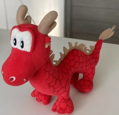 #ad Hong Kong Red Gold Dragon Stuffed Plush Animal 13” Soft Toy $39.00
