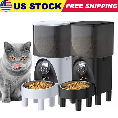 #ad Automatic Feeder Pet Timed Cat Dog Stainless Steel Large Dry Food Dispenser USA $47.49