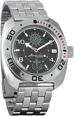 #ad New Mens Automatic Russian watches Vostok Amphibian 710526 Black Dial 20 ATM $114.90