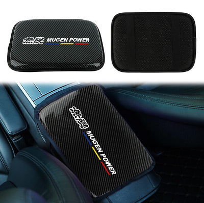 #ad Car Center Console Armrest Cushion Pad Cover For Mugen Black Carbon For Honda $34.99