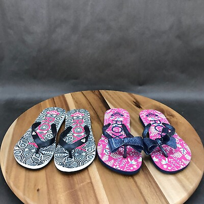 #ad Roxy Multicolor Flip Flops Slip On Sandals 2 Pack Little Girls Size 1 $7.38