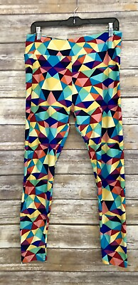 #ad Lularoe Bright Kaleidoscope Geometric Leggings Tall Ans Curvy $10.49