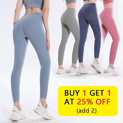 #ad Womens Soft Stretch Cotton High Waisted Leggings Long Workout Yoga Pant Fitness $14.99