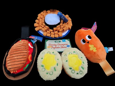 #ad BARK Box LOT of 4 Food Plush Dog Toys Large Fajitas Corn Dog Onion Potato $50.00