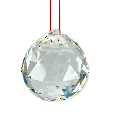 #ad FENG SHUI HANGING CRYSTAL BALL Clear Faceted Sphere Sun Catcher Rainbow Prism $5.95