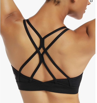#ad RUNNING GIRL Strappy Womens Sports Bra Sexy Crisscross Back Light Support L NWOT $13.99