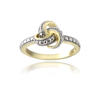 #ad Gold Tone over 925 Silver Love Knot Diamond Accent Promise Ring $24.99
