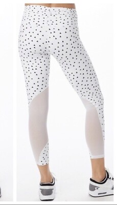 #ad SoulCycle leggings pants Mesh Leg Athletic Crop white black triangle XS Sold Out $32.86