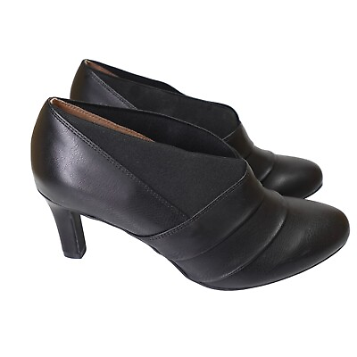 #ad LifeStride Womens MICAH Booties Size 9.5 M Black Faux Leather Memory Foam Heels $28.45