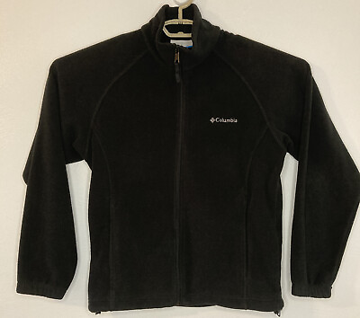 #ad Columbia Fleece Medium Black Jacket Sweater Sweatshirt Womens Full Zip $15.00