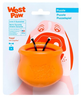 #ad WEST PAW Toppl Tough Dog Chew Toy Tangerine Small $32.03