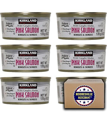 #ad 6 Cans Kirkland Wild Alaskan Pink Salmon Canned 6 oz Boneless Skinless Omega 3 $17.20