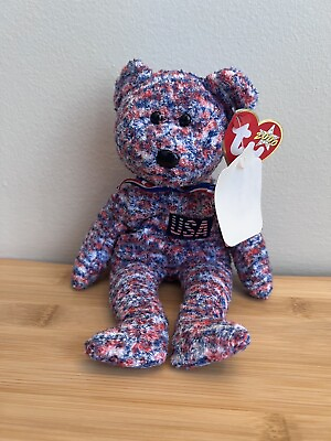 #ad TY Beanie Baby 8.5quot; Plush Toy Mint Condition USA Bear 2000 Never Used $499.99