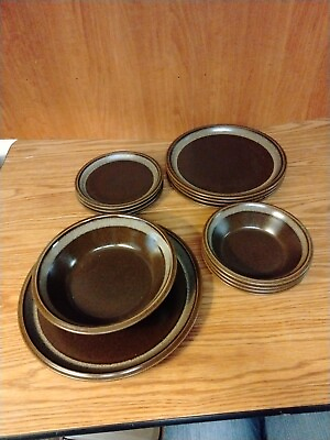 #ad Mikasa Japan F2000 Plates Bowls Platter Brown Oven To Table 14 Pieces $95.00