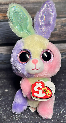 #ad 2015 RETIRED TY BABY BEANIE BOOS BLOOM THE MULTICOLOR EASTER BUNNY RABBIT 8quot; NEW $29.48