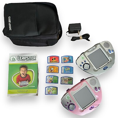 #ad 2 LeapFrog Leapster Multimedia Learning Games System with 7 Games Charger Case $64.99
