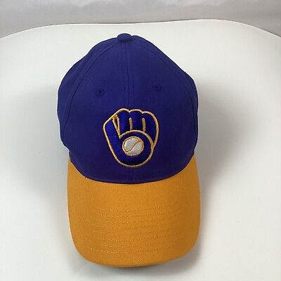 #ad Milwaukee Brewers Mens Cap Hat Adjustable Glove Logo Embroidered One Size $11.95