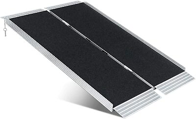 #ad 600Lbs 4 5 6Ft Portable Aluminum Non Skid Wheelchair Ramp Foldable Mobility $179.95